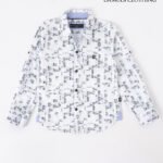 Damudi Clothing White Geometric Print Boys' Shirt