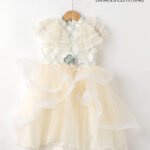 Ivory Lace Frocks with Ruffled Cape