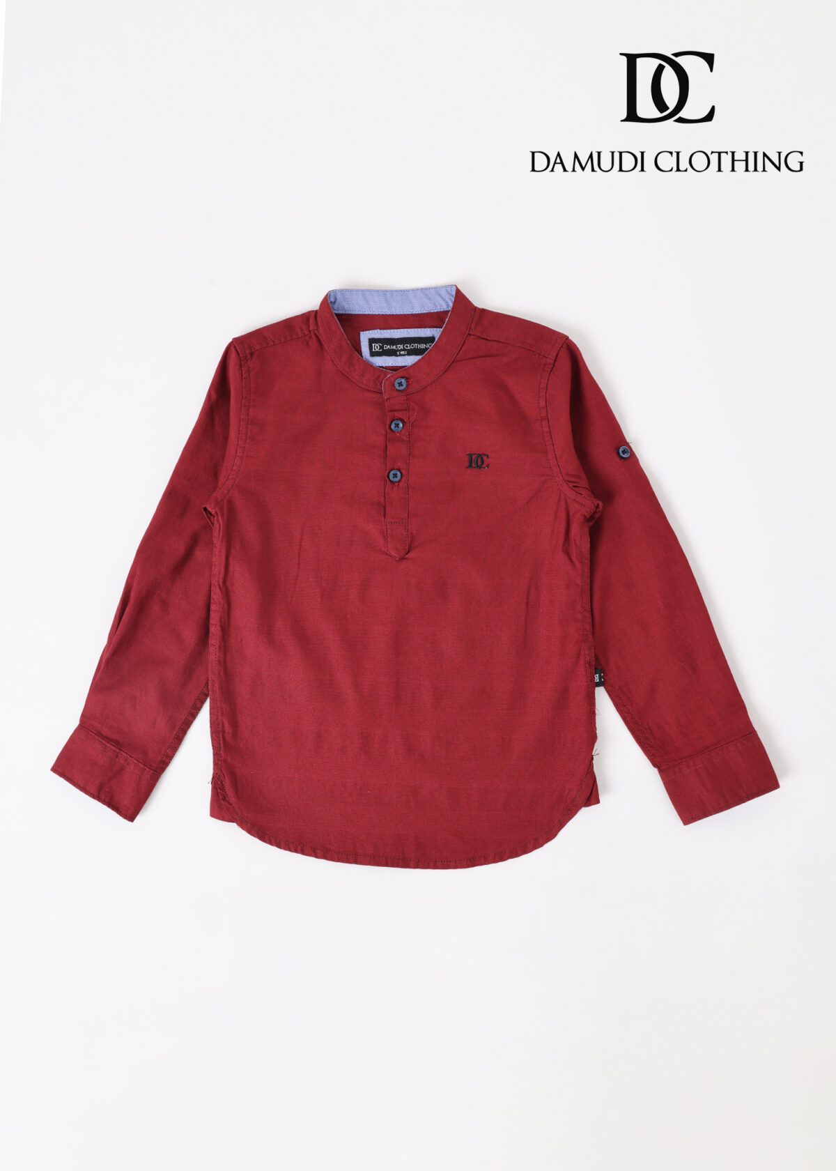 Maroon Mandarin Collar Shirt