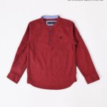 Maroon Mandarin Collar Shirt