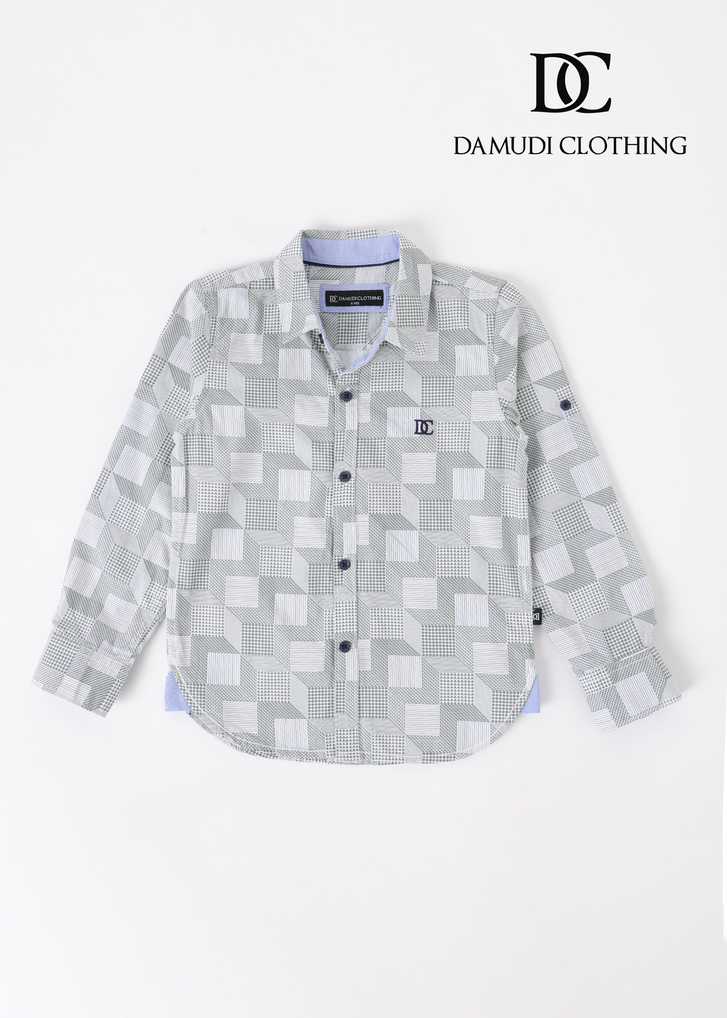 Geometric Print Button-Down Shirt