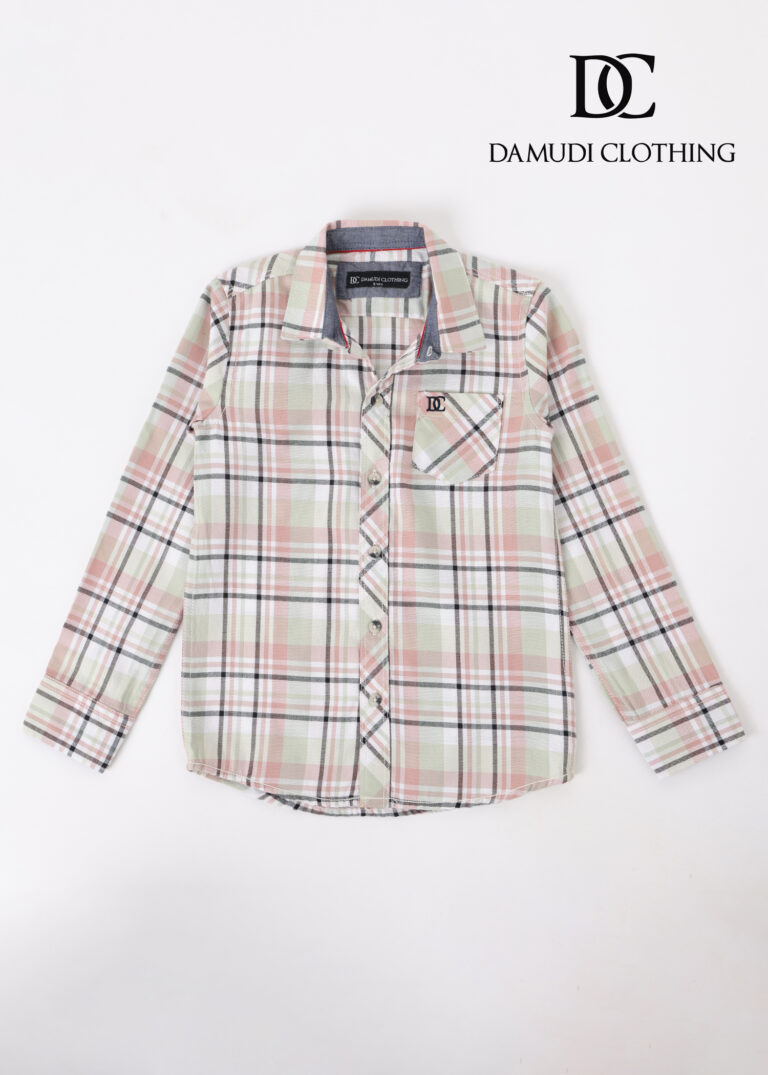 Pink and White Plaid Button-Down Shirt