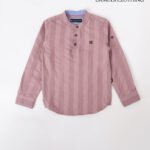 DC Boys' Striped Mandarin Collar Rose Shirt