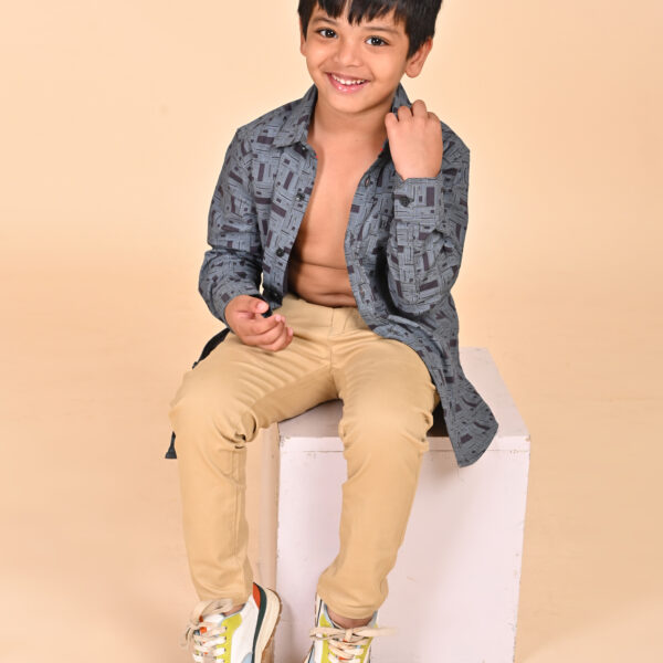 Monochrome Grid Shirt – Boys Edition