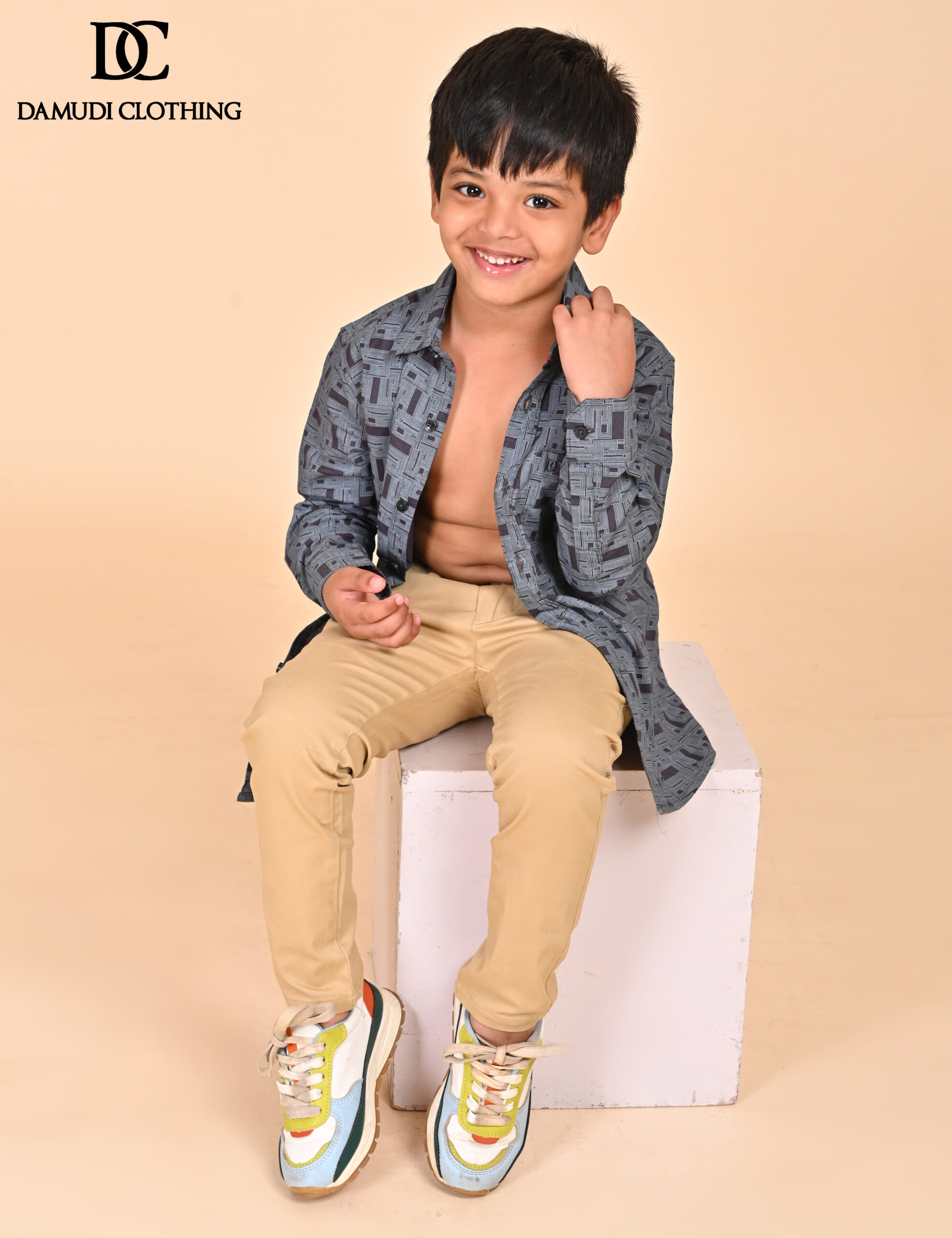 CH7_3318 Monochrome Grid Shirt – Boys Edition - Image 1