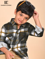 Boys Stylish Black & Yellow Checked Shirt - Image 2
