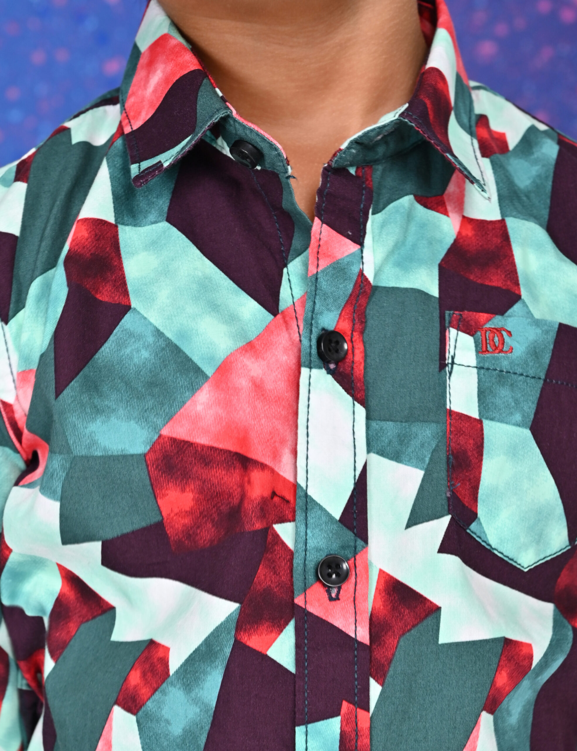 CH7_3955 geometric patterned shirt for kids - Image 3